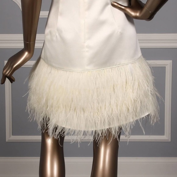 NHA KHANH Jaslene Aline Ivory Sleeveless Scoop Neckline Satin Mini Wedding Dress - Picture 6 of 8